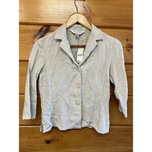 Casual Corner Annex 0P 100% Linen Unlined Blazer Jacket Natural Off White NWT